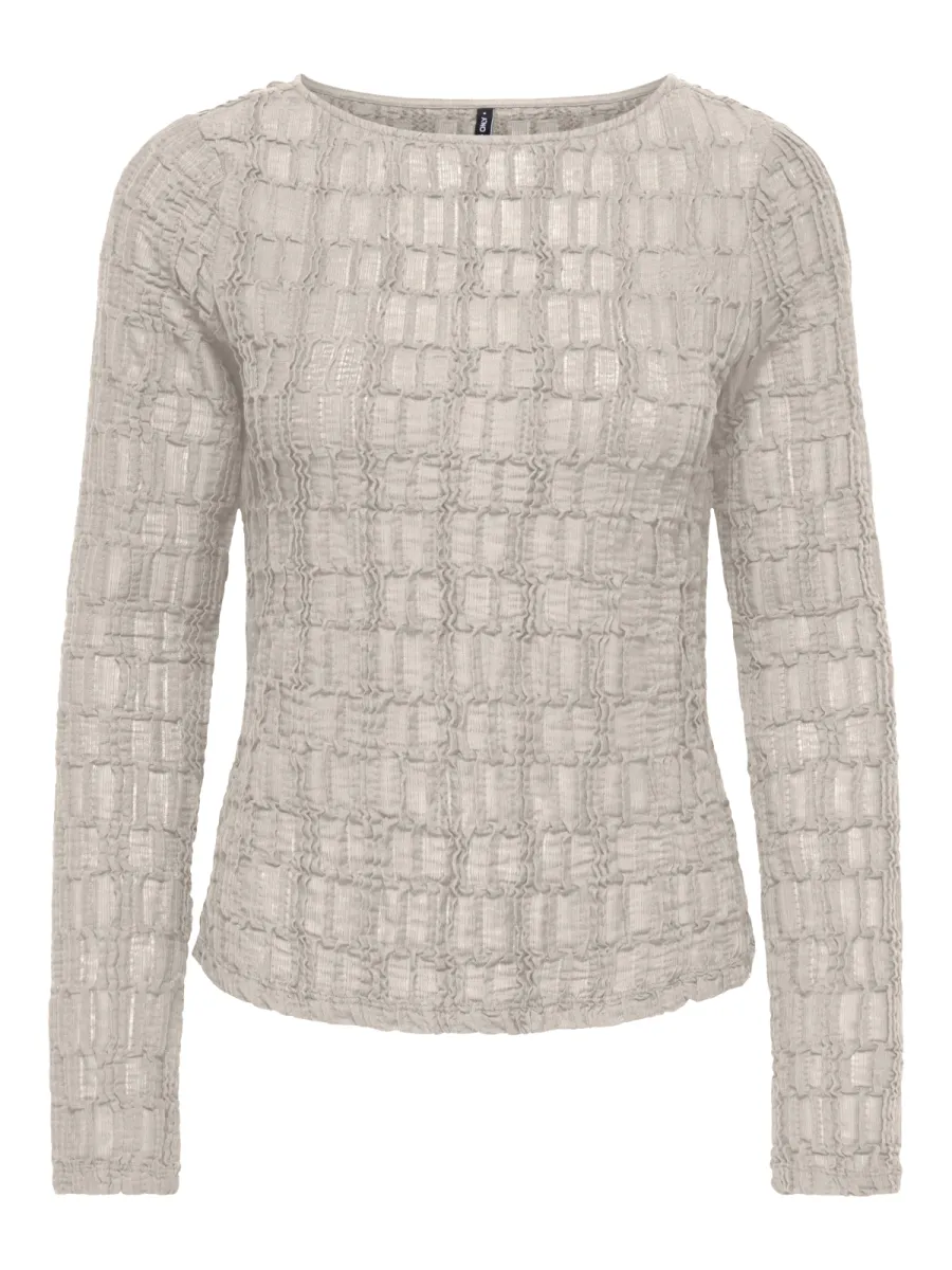 ONLY-ONLJADE L/S BOATNECK TOP JRS-15384706-Pumice Stone-STONE
