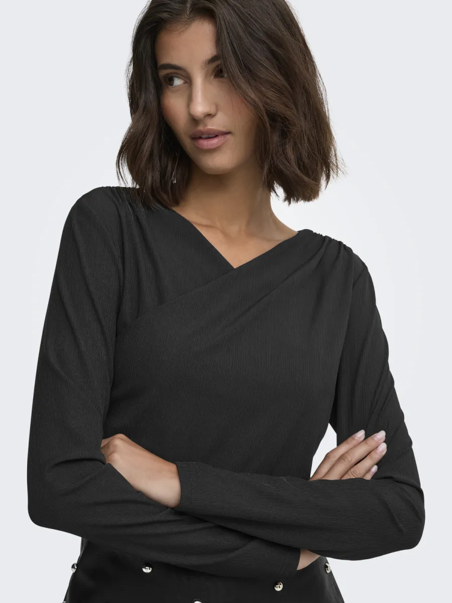 ONLY-ONLLEXI L/S WRAP TOP JRS-15383493-Black-BLACK
