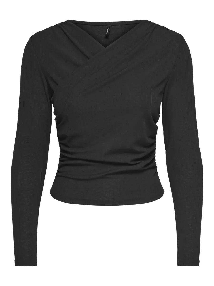 ONLY-ONLLEXI L/S WRAP TOP JRS-15383493-Black-BLACK