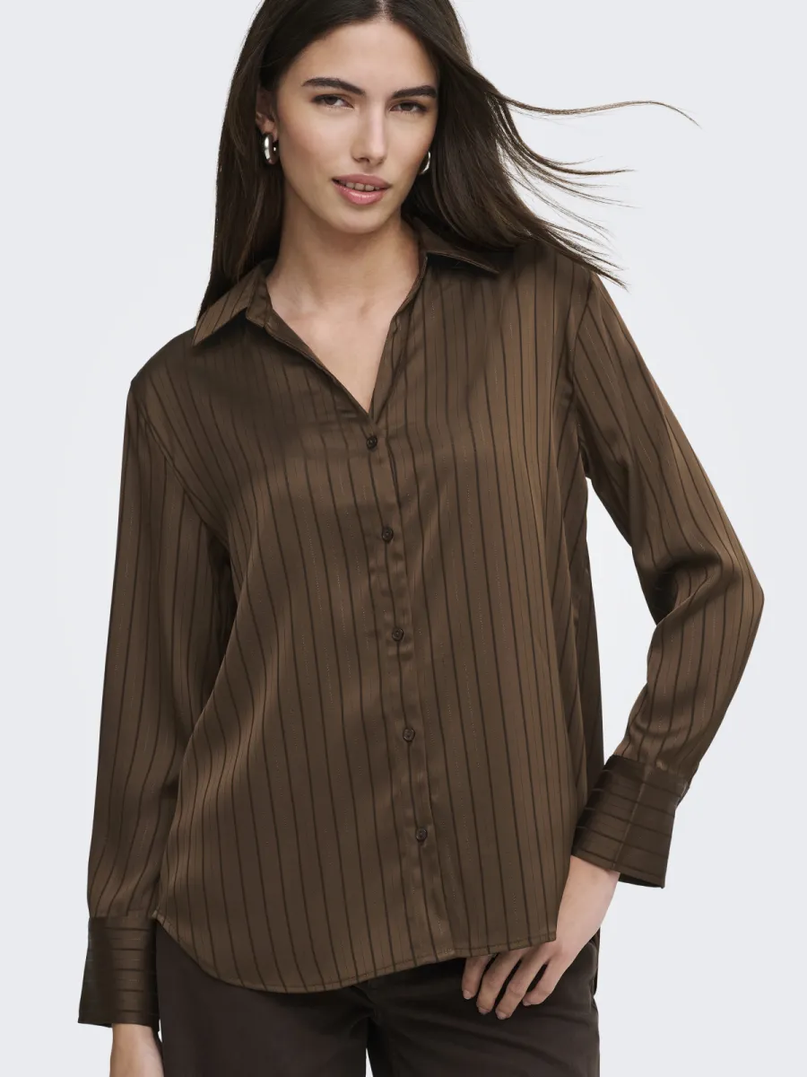 ONLY-ONLLYRIA LS STRIPE SHIRT WVN-15385127-Carafe-BRUIN
