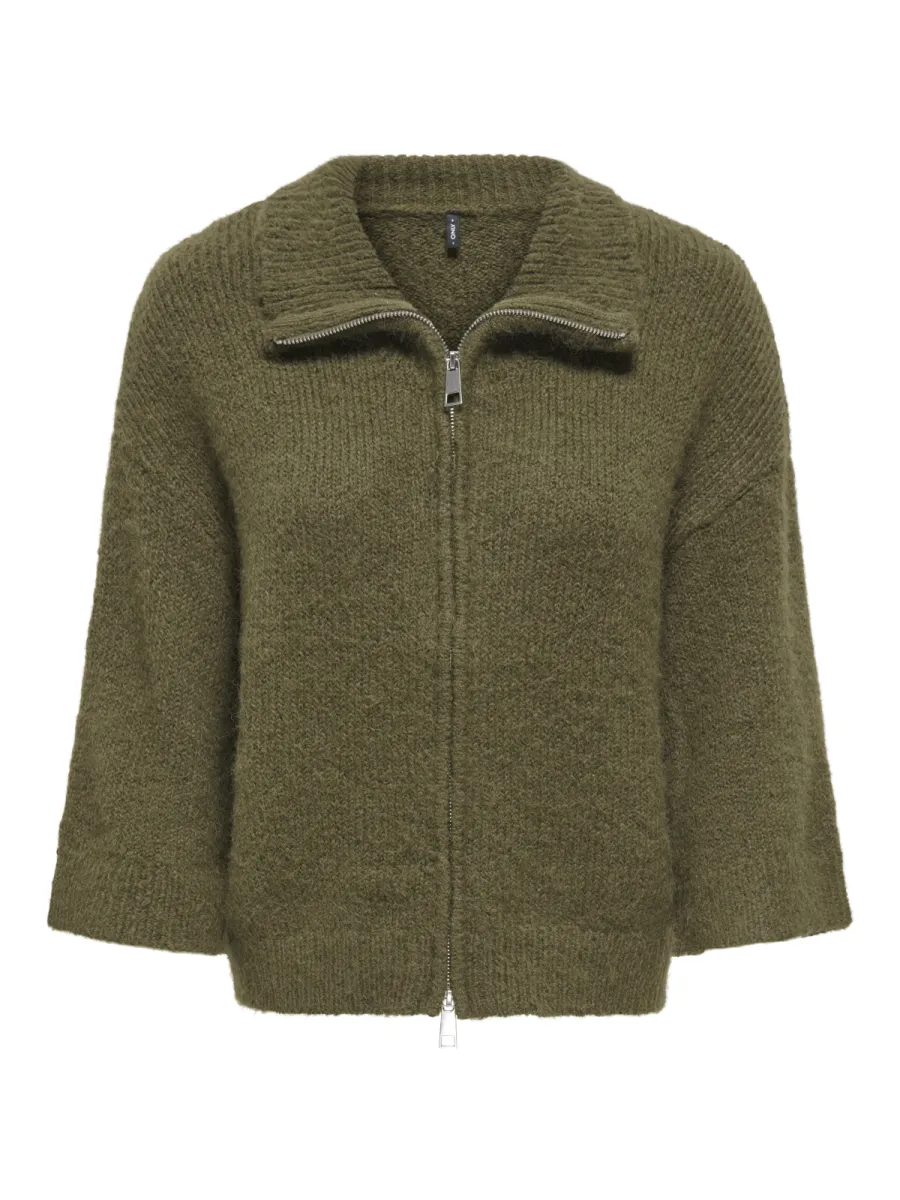 ONLY-ONLMAGGIE 3/4 WIDE ZIP CARDI CC KNT-15375131-Beech-GROEN