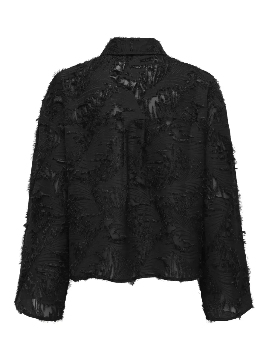 ONLY-ONLMOVIDA L/S JAQUARD SHIRT WVN-15383679-Black-BLACK