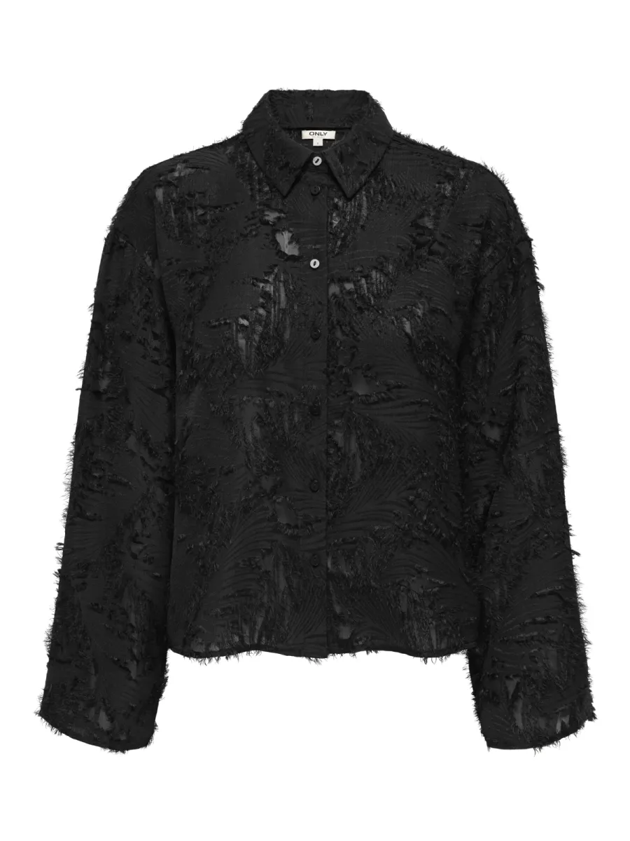 ONLY-ONLMOVIDA L/S JAQUARD SHIRT WVN-15383679-Black-BLACK