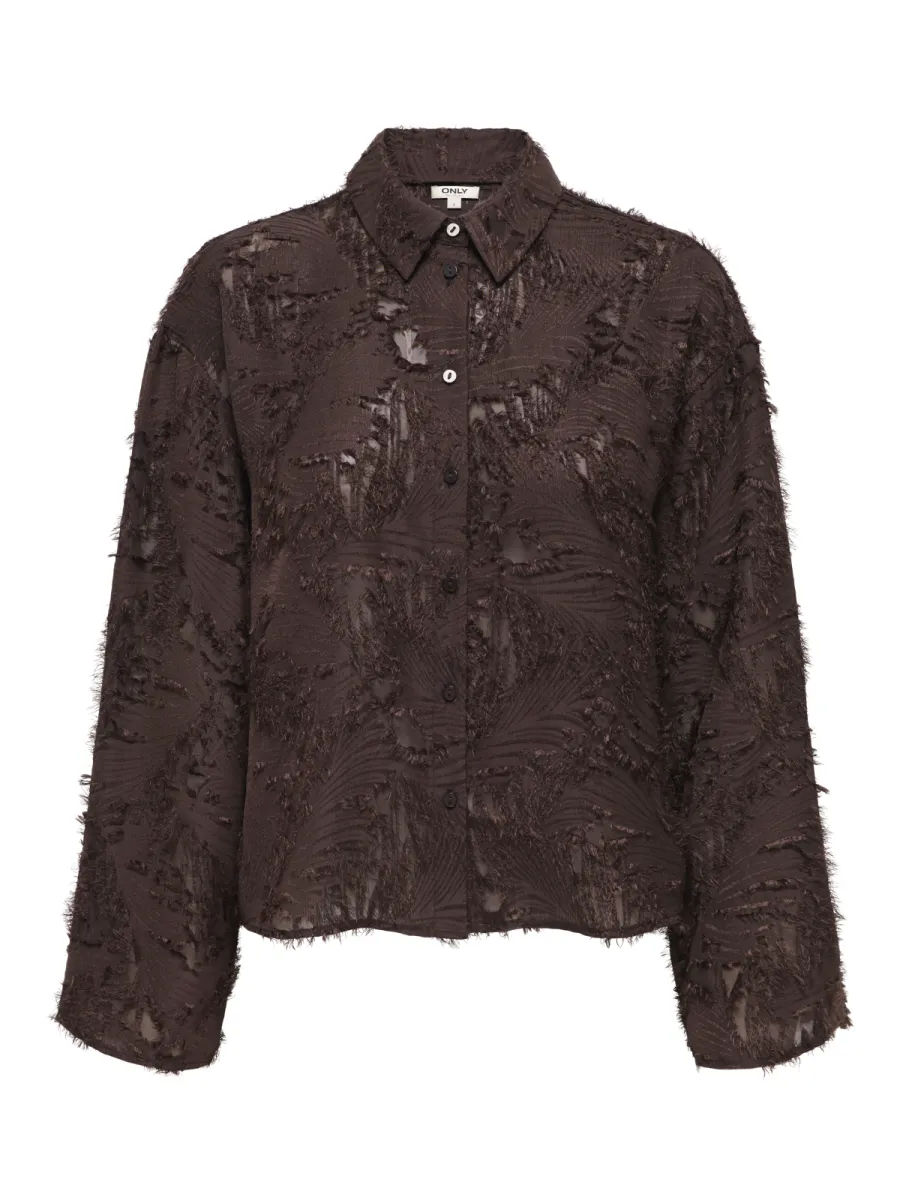 ONLY-ONLMOVIDA L/S JAQUARD SHIRT WVN-15383679-Coffee Bean-CAFE