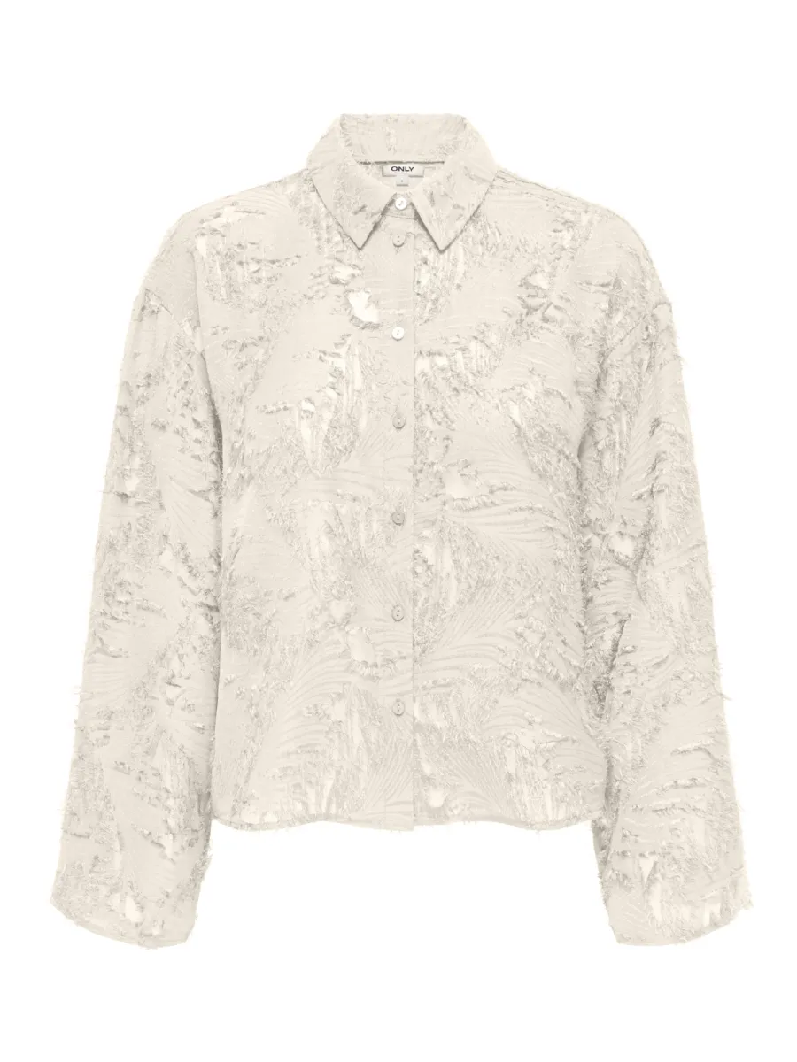 ONLY-ONLMOVIDA L/S JAQUARD SHIRT WVN-15383679-Egret-CREME