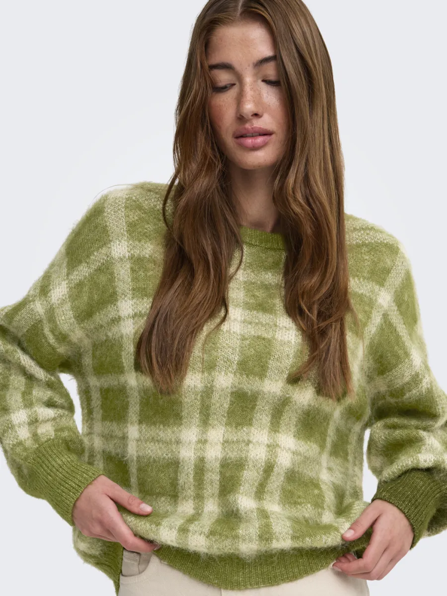 ONLY-ONLNOEME LIFE LS JQ O-NECK NOOS KNT-15353226-Spaghnum-GROEN