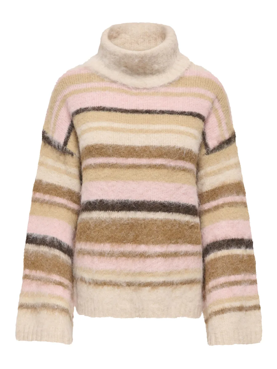 ONLY-ONLPERIL LS ROLLNECK EX KNT-15374906-Birch Stripes-CREME