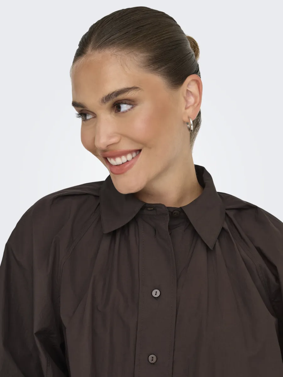 ONLY-ONLRIVER LS SHIRT OX WVN-15370568-Coffee Bean-CAFE