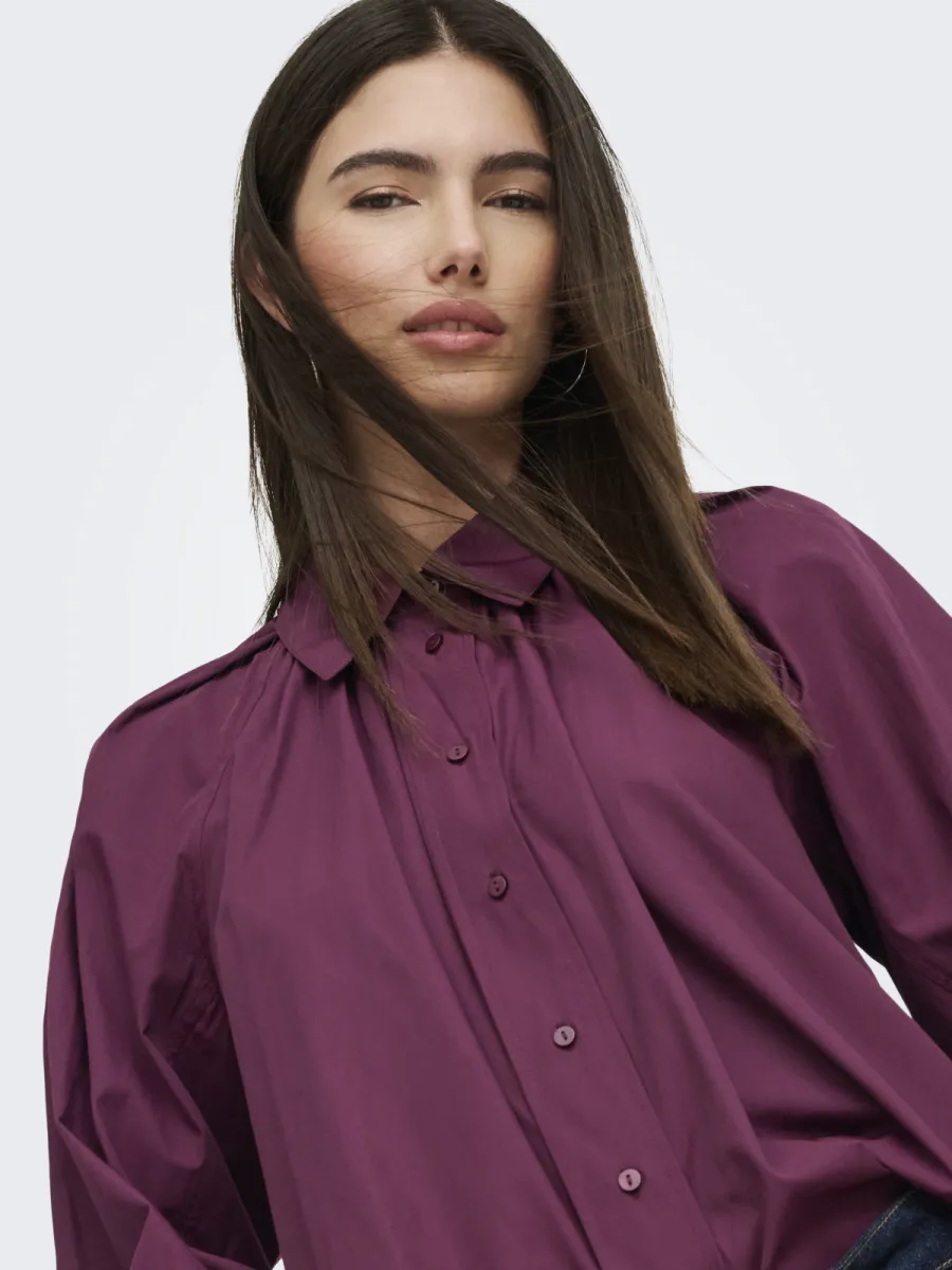 ONLY-ONLRIVER LS SHIRT OX WVN-15370568-Fig-BORDEAUX