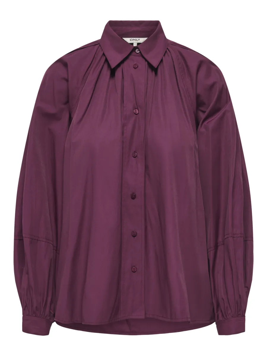 ONLY-ONLRIVER LS SHIRT OX WVN-15370568-Fig-BORDEAUX