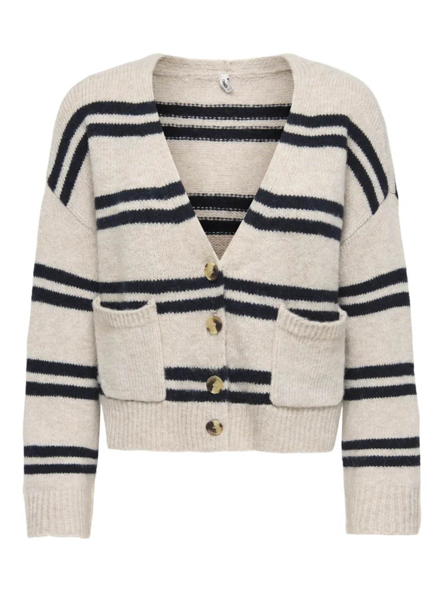 ONLY-ONLSOPHIE LS V-NECK CARDIGAN BF KNT-15382191-Pumice Stone-STONE