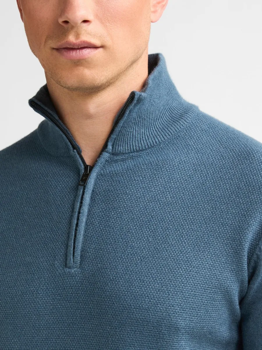 PETROL INDUSTRIES-Men knitwear collar-M-3060-KWC214-5202 Storm blue-BLAUW