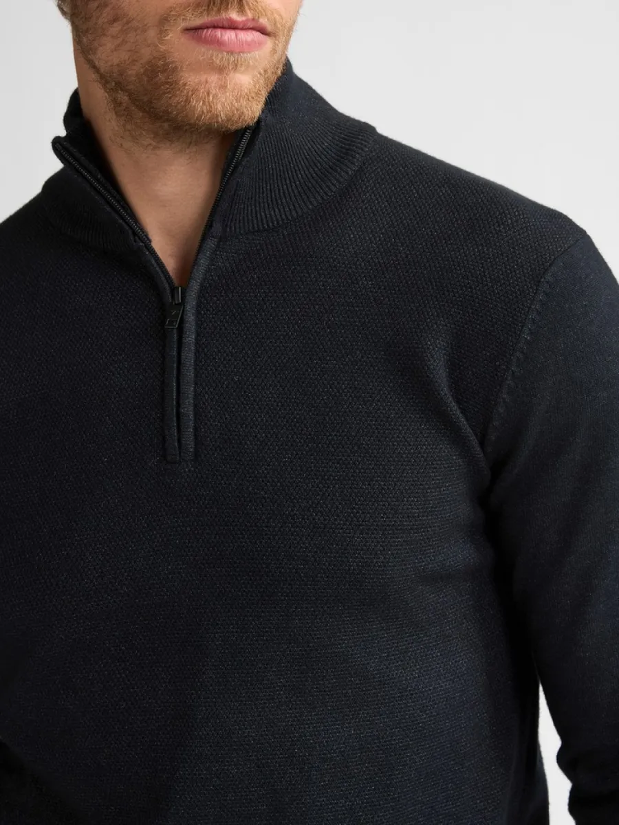 PETROL INDUSTRIES-Men knitwear collar-M-3060-KWC214-9111 Deep black-ZWART