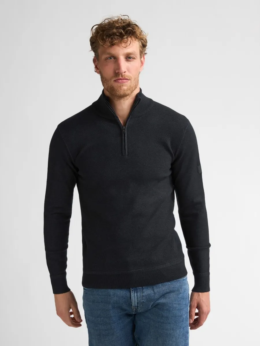 PETROL INDUSTRIES-Men knitwear collar-M-3060-KWC214-9111 Deep black-ZWART