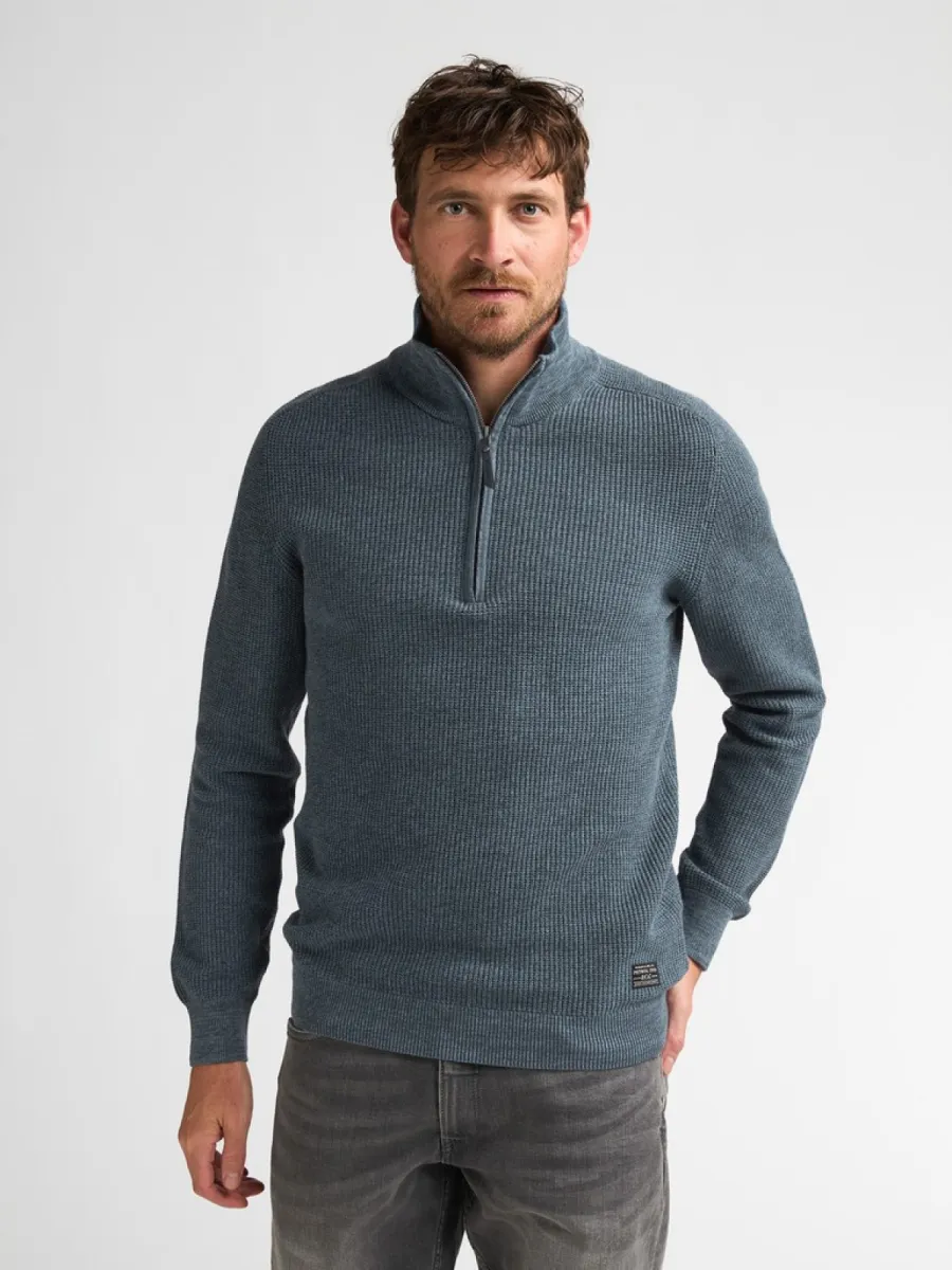 PETROL INDUSTRIES-Men knitwear collar-M-3060-KWC227-5202 Storm blue-BLAUW