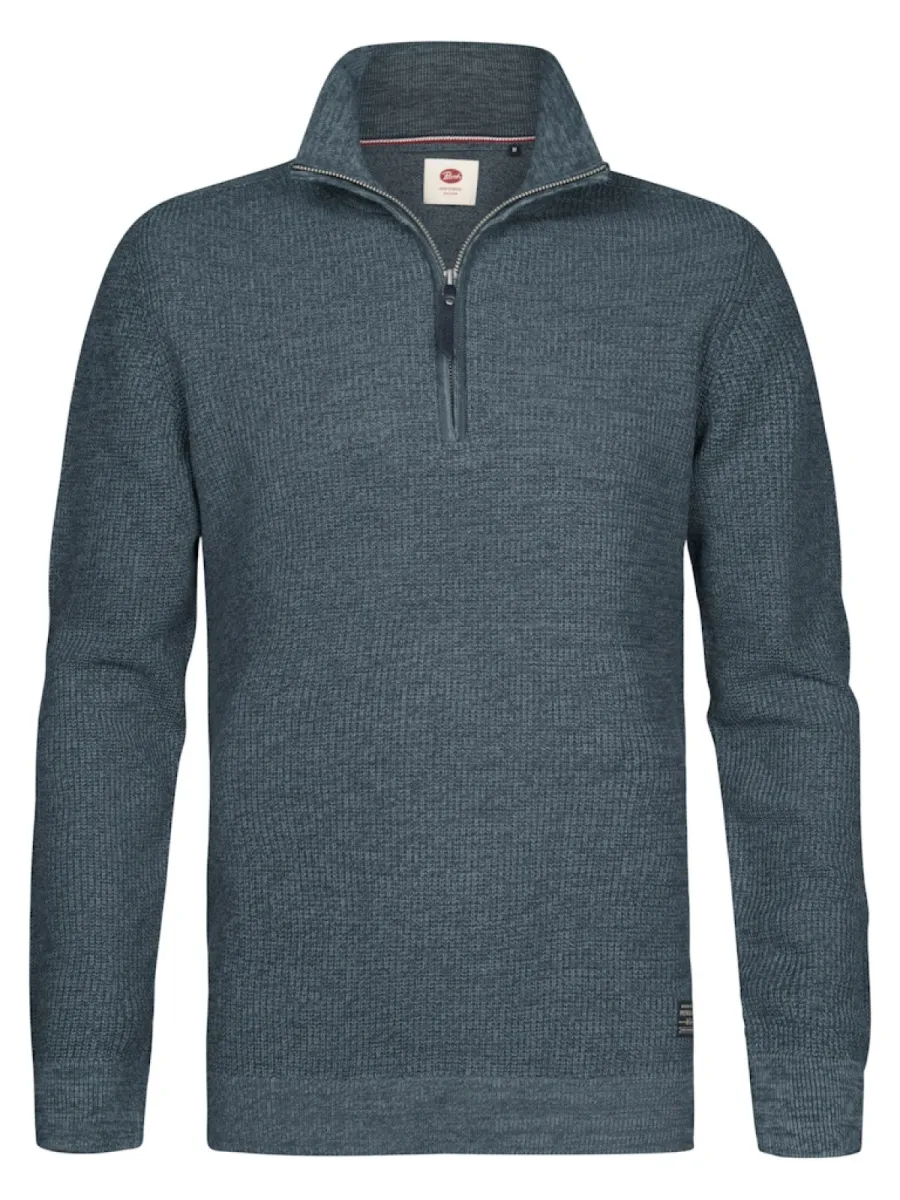 PETROL INDUSTRIES-Men knitwear collar-M-3060-KWC227-5202 Storm blue-BLAUW
