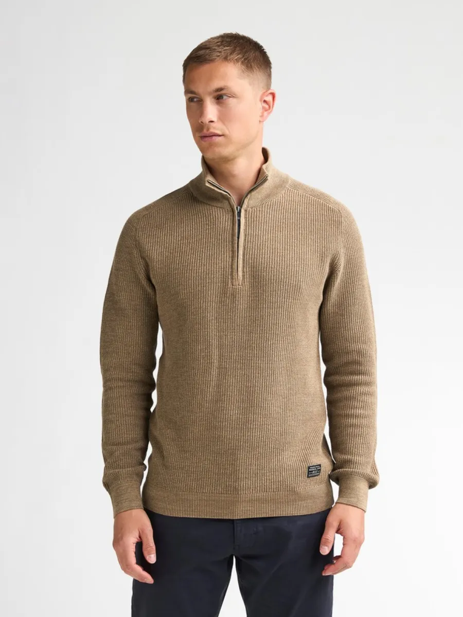 PETROL INDUSTRIES-Men knitwear collar-M-3060-KWC227-7140 Oak-BRUIN
