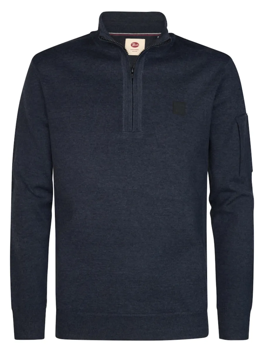 PETROL INDUSTRIES-Men knitwear collar-M-3060-KWC248-5092 Royal navy-NAVY