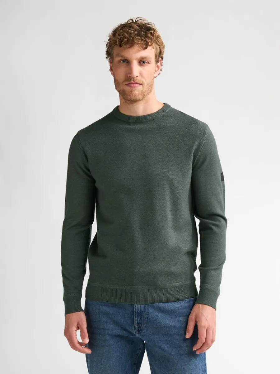 PETROL INDUSTRIES-Men knitweark round neck basic-M-3060-KWR215-6185 Steel green-NAVY