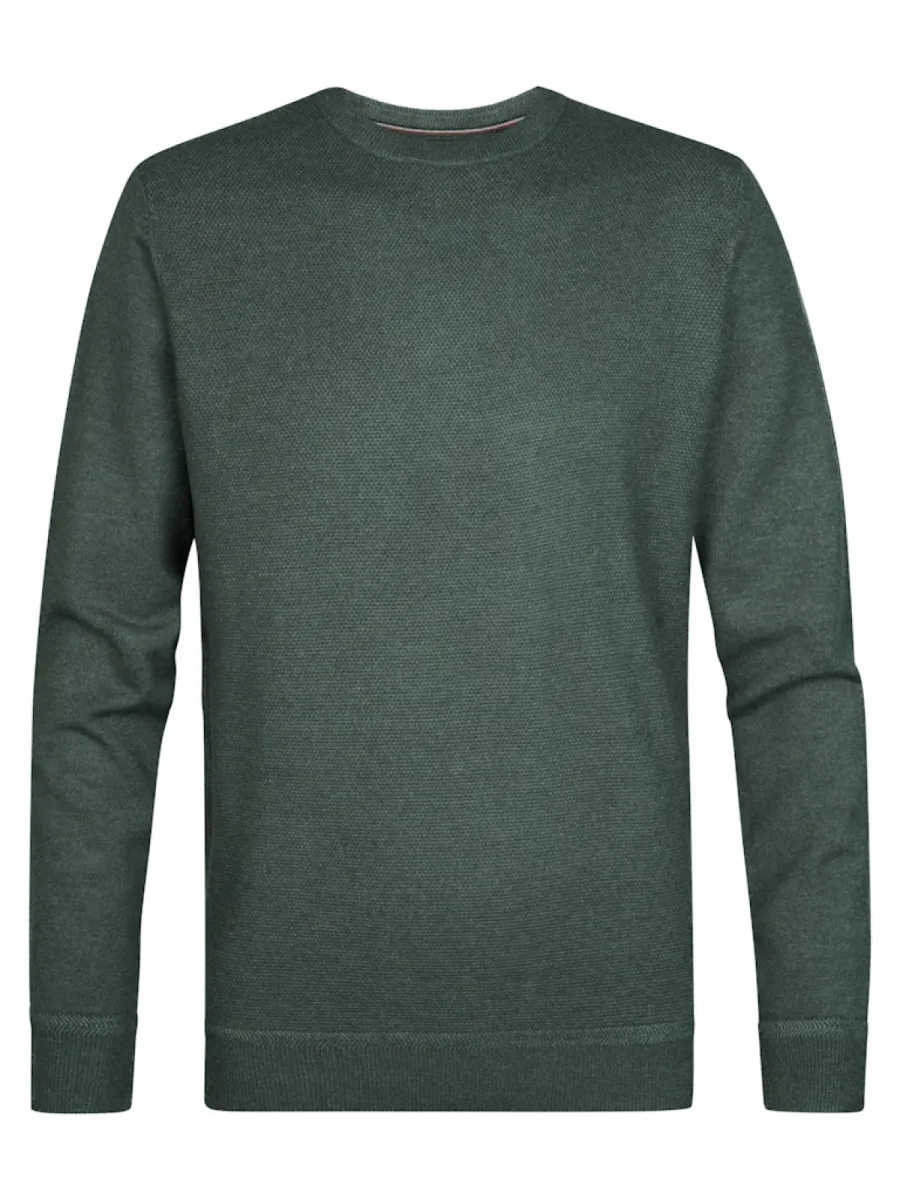 PETROL INDUSTRIES-Men knitweark round neck basic-M-3060-KWR215-6185 Steel green-NAVY