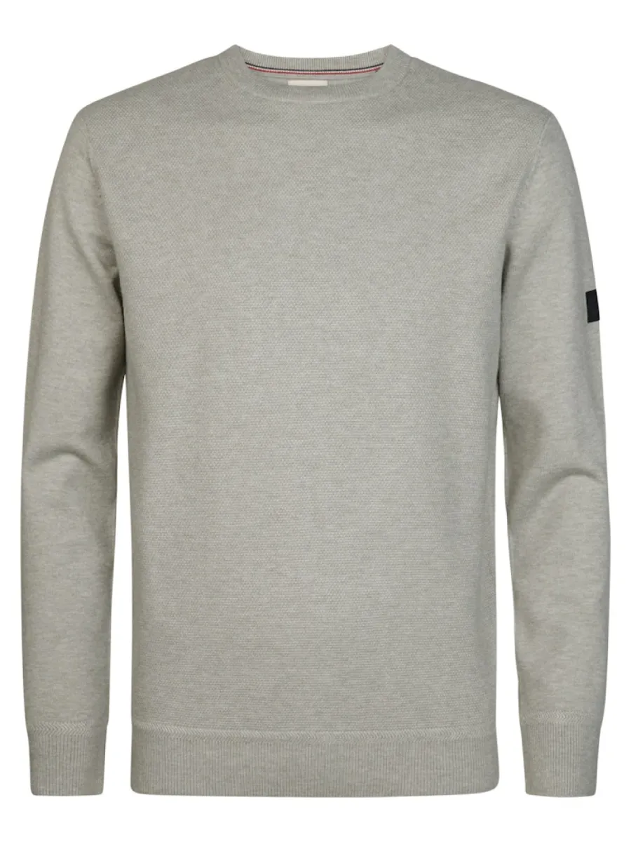 PETROL INDUSTRIES-Men knitweark round neck basic-M-3060-KWR215-9115 Ice grey-GRIJS