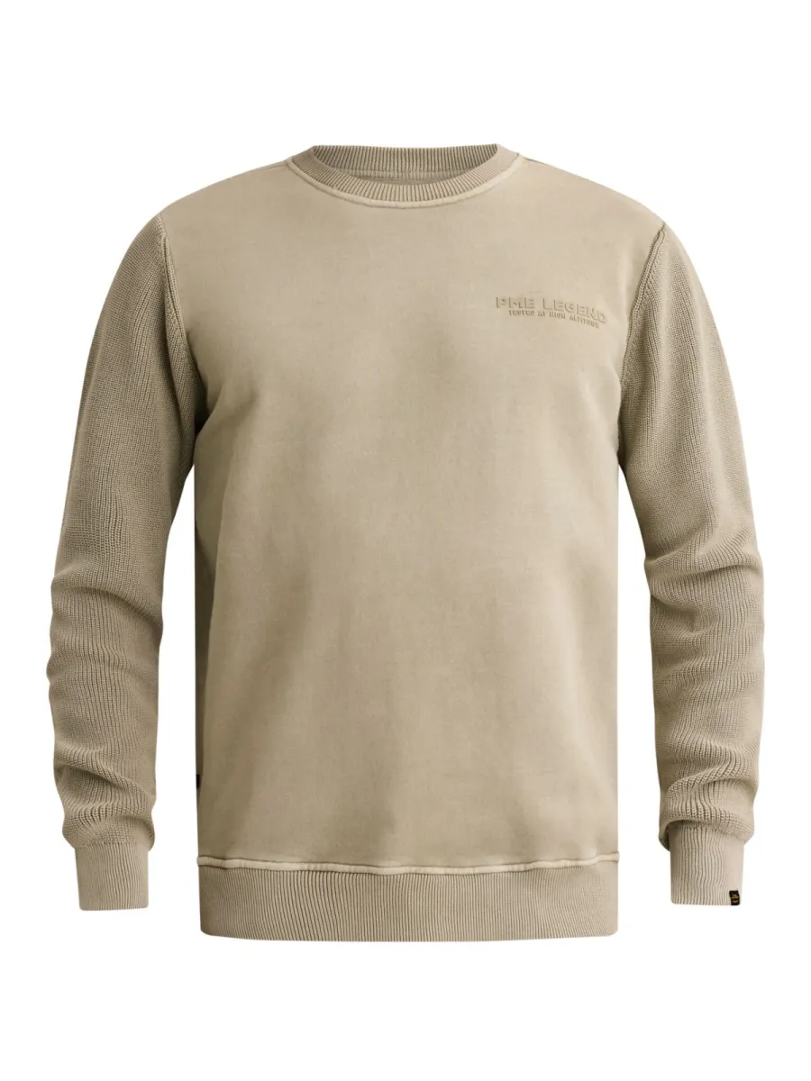PME LEGEND-Crewneck sweat knit combination-PSW2610323-6412 Abbey stone-STONE