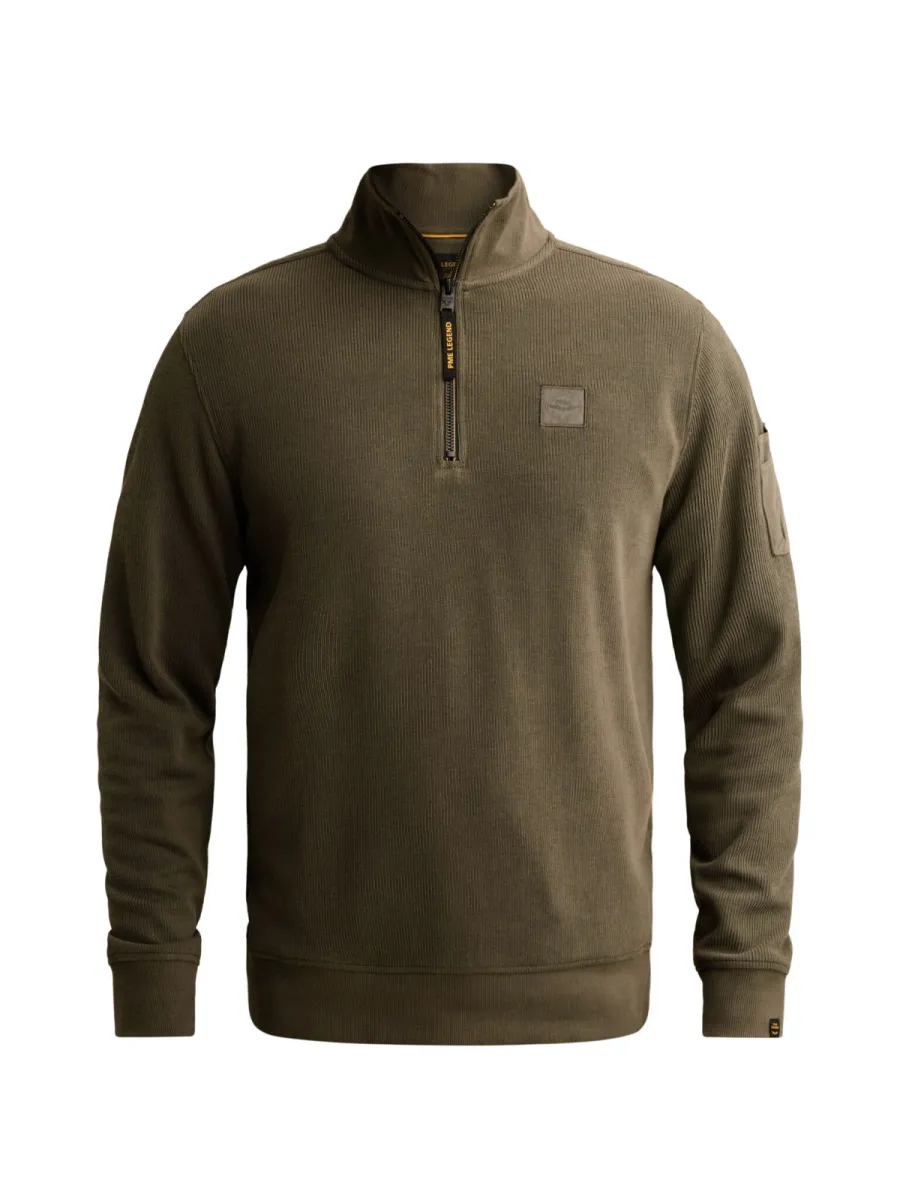PME LEGEND-Half zip collar flat knit look-PSW2609457-8039 Beluga-BRUIN