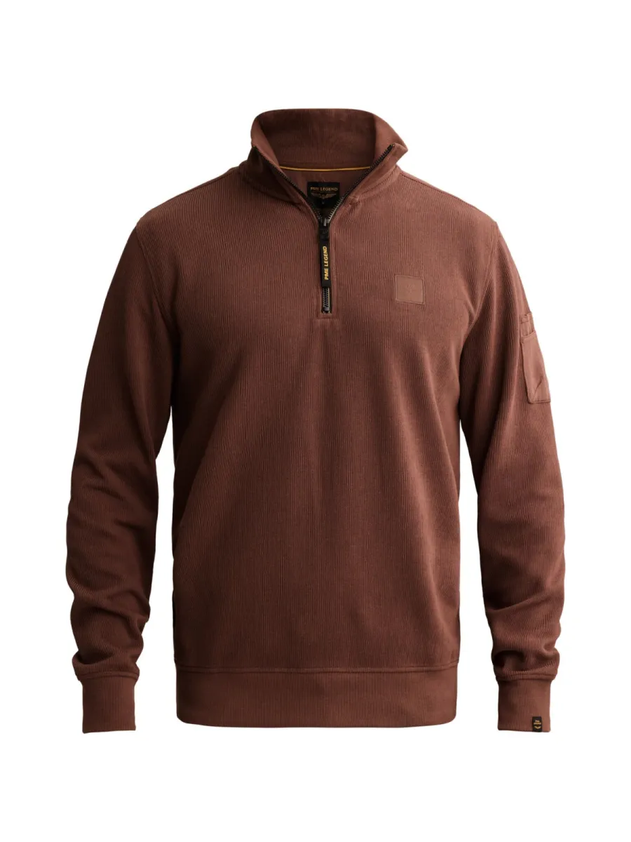 PME LEGEND-Half zip collar flat knit look-PSW2609457-8168 Cappuccino-CAFE