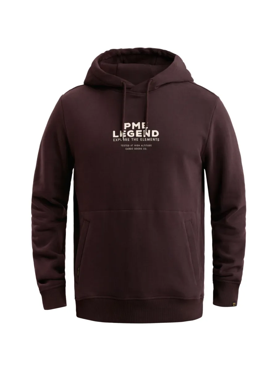 PME LEGEND-Hooded dry peached semi brushed-PSW2610485-4357 Dark aubergine-AUBERGINE