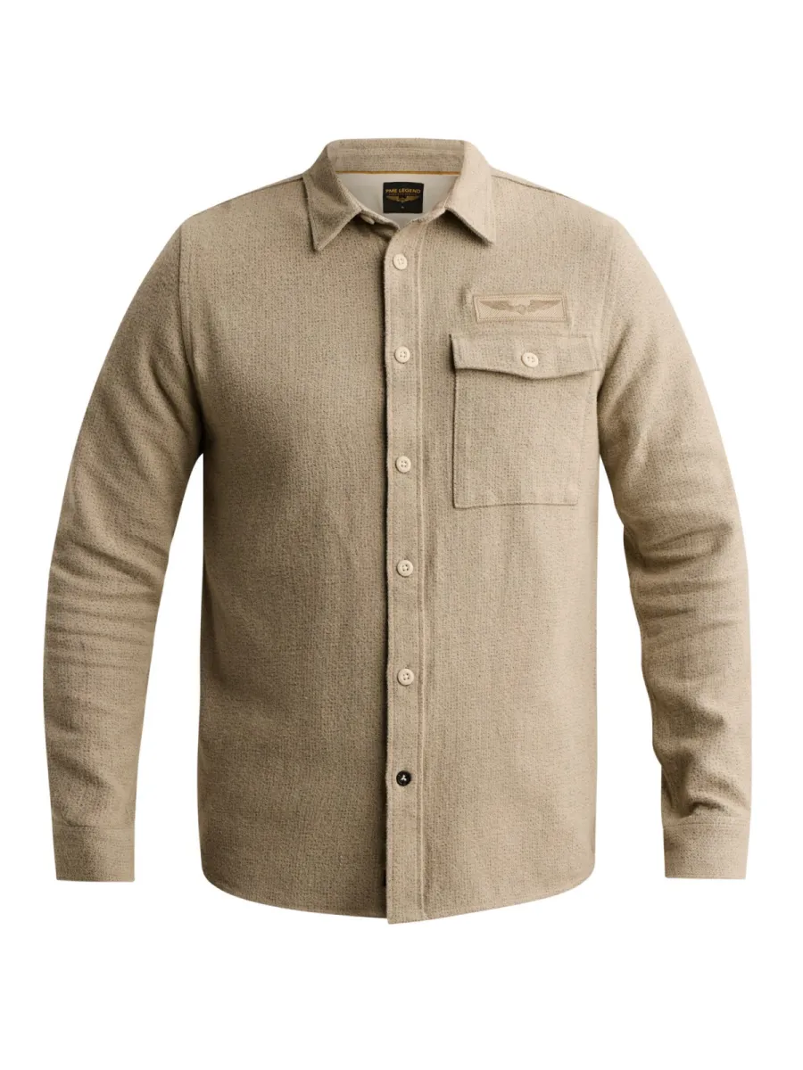 PME LEGEND-Long sleeve shirt brushed flanel-PSI2610214-6412 Abbey stone-STONE