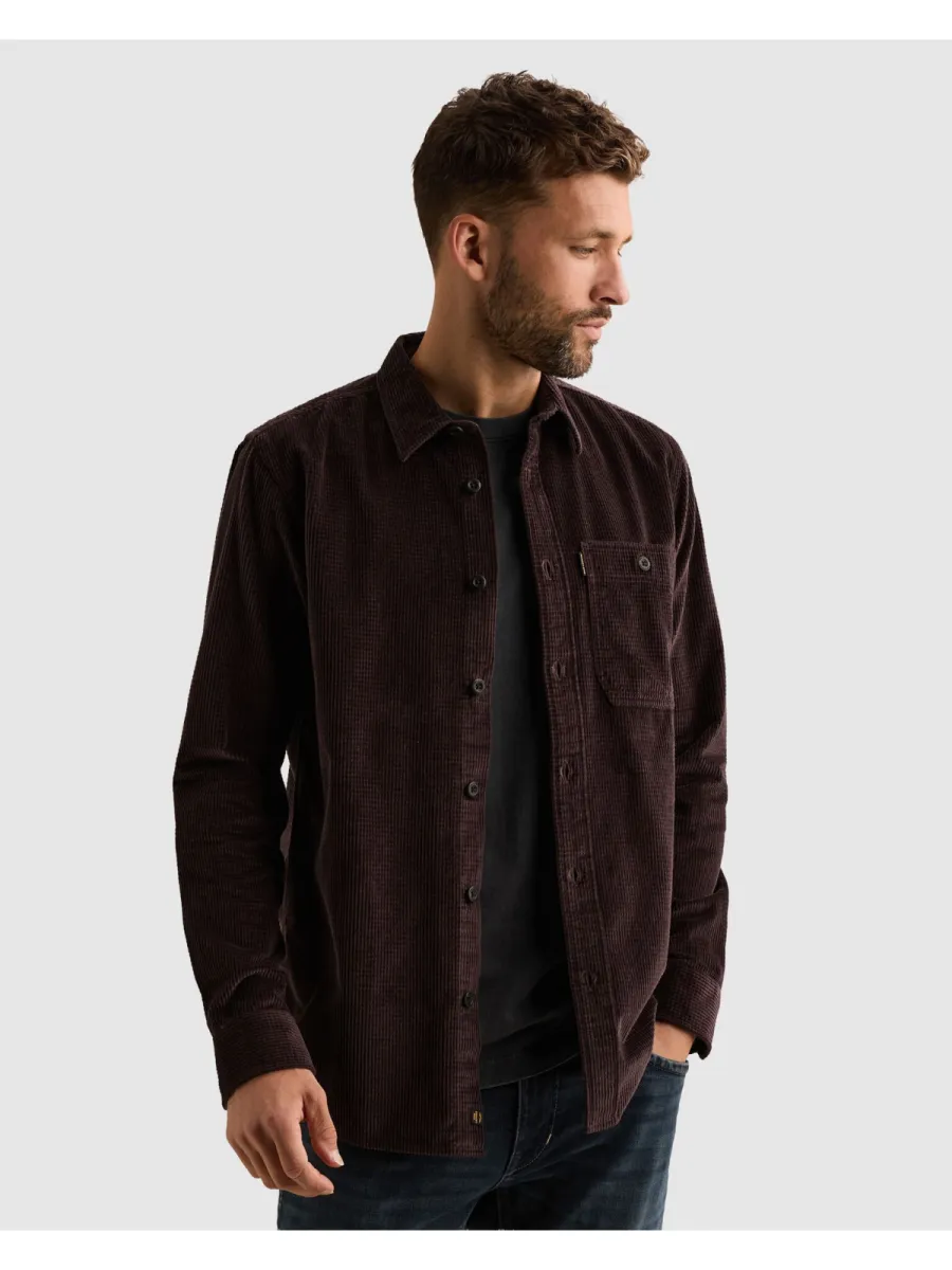 PME LEGEND-Long sleeve shirt Dobby Corduroy-PSI2610208-4357 Dark aubergine-AUBERGINE