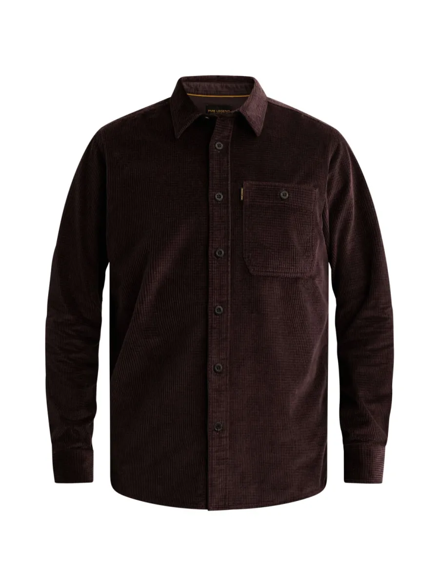 PME LEGEND-Long sleeve shirt Dobby Corduroy-PSI2610208-4357 Dark aubergine-AUBERGINE