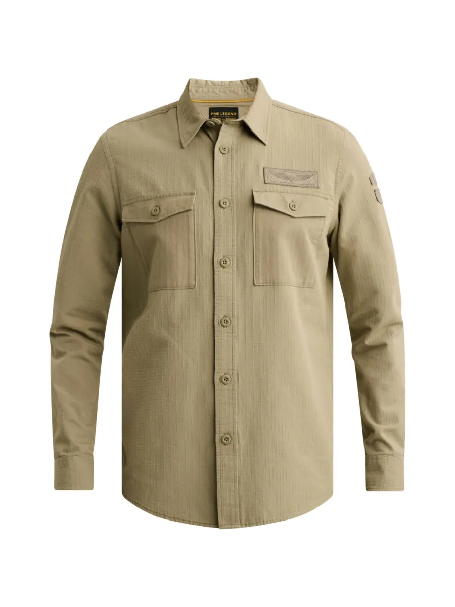 PME LEGEND-Long sleeve shirt Quilt Poplin-PSI2608213-6485 Overland trek-BRUIN