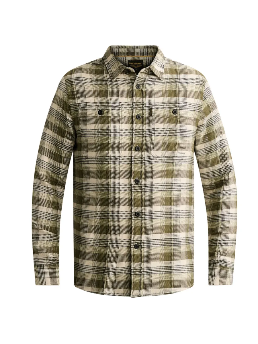 PME LEGEND-Long sleeve shirt yarn dye check-PSI2608216-6380 Loden green-GROEN