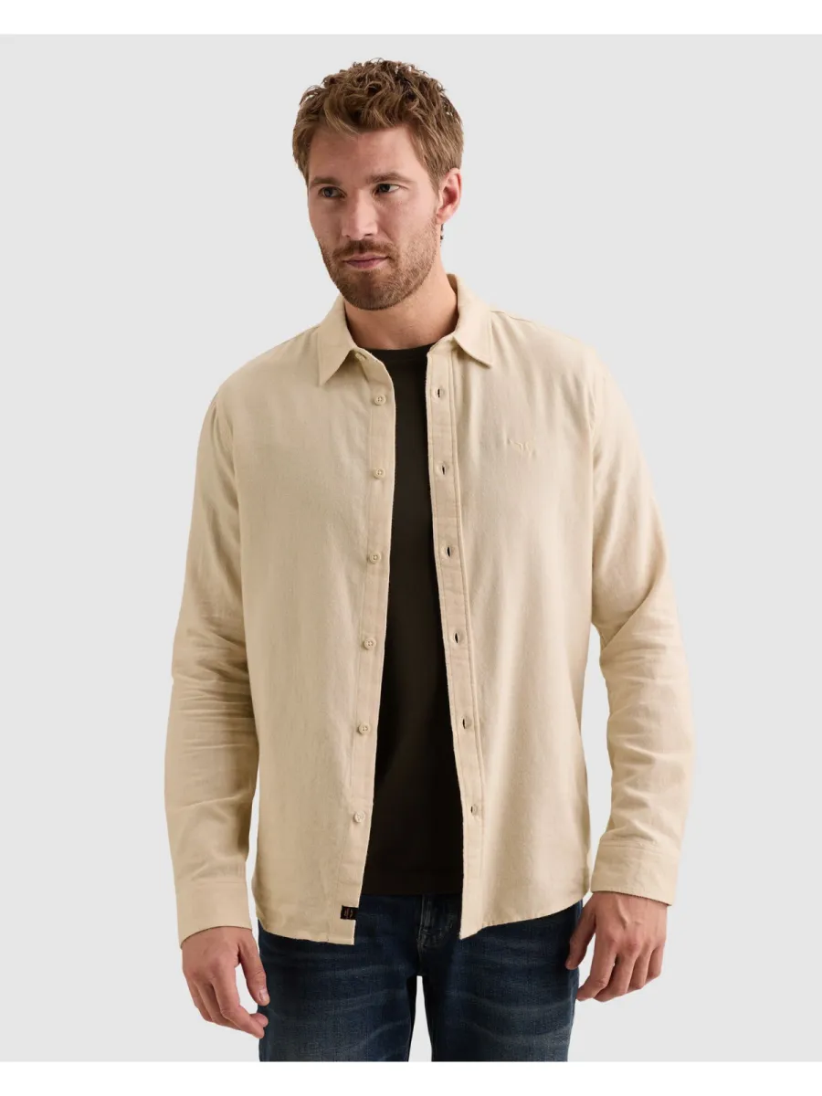 PME LEGEND-Long sleeve shirt Yarn dye-PSI2610203-7013 Bone white-BEIGE