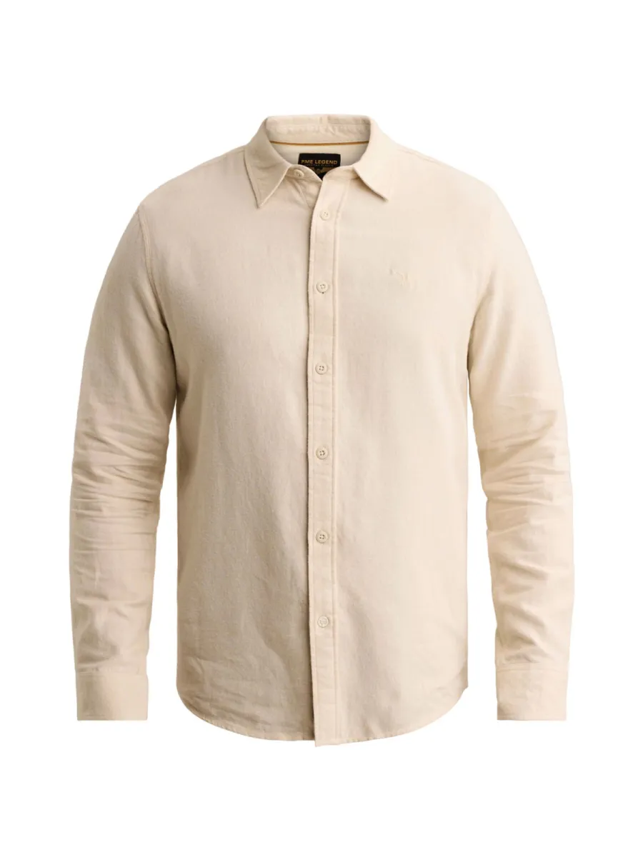 PME LEGEND-Long sleeve shirt Yarn dye-PSI2610203-7013 Bone white-BEIGE