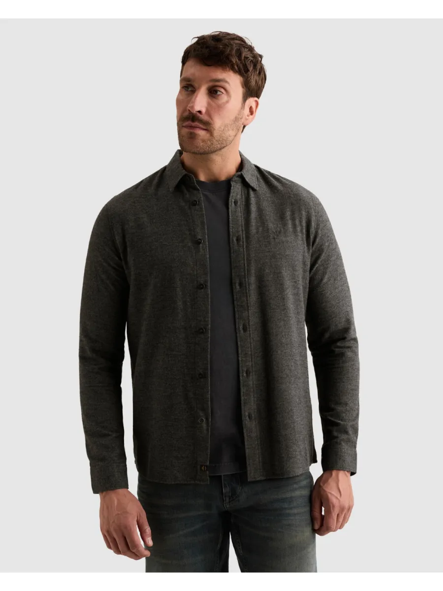 PME LEGEND-Long sleeve shirt Yarn dye-PSI2610203-9067 Jet black-ZWART
