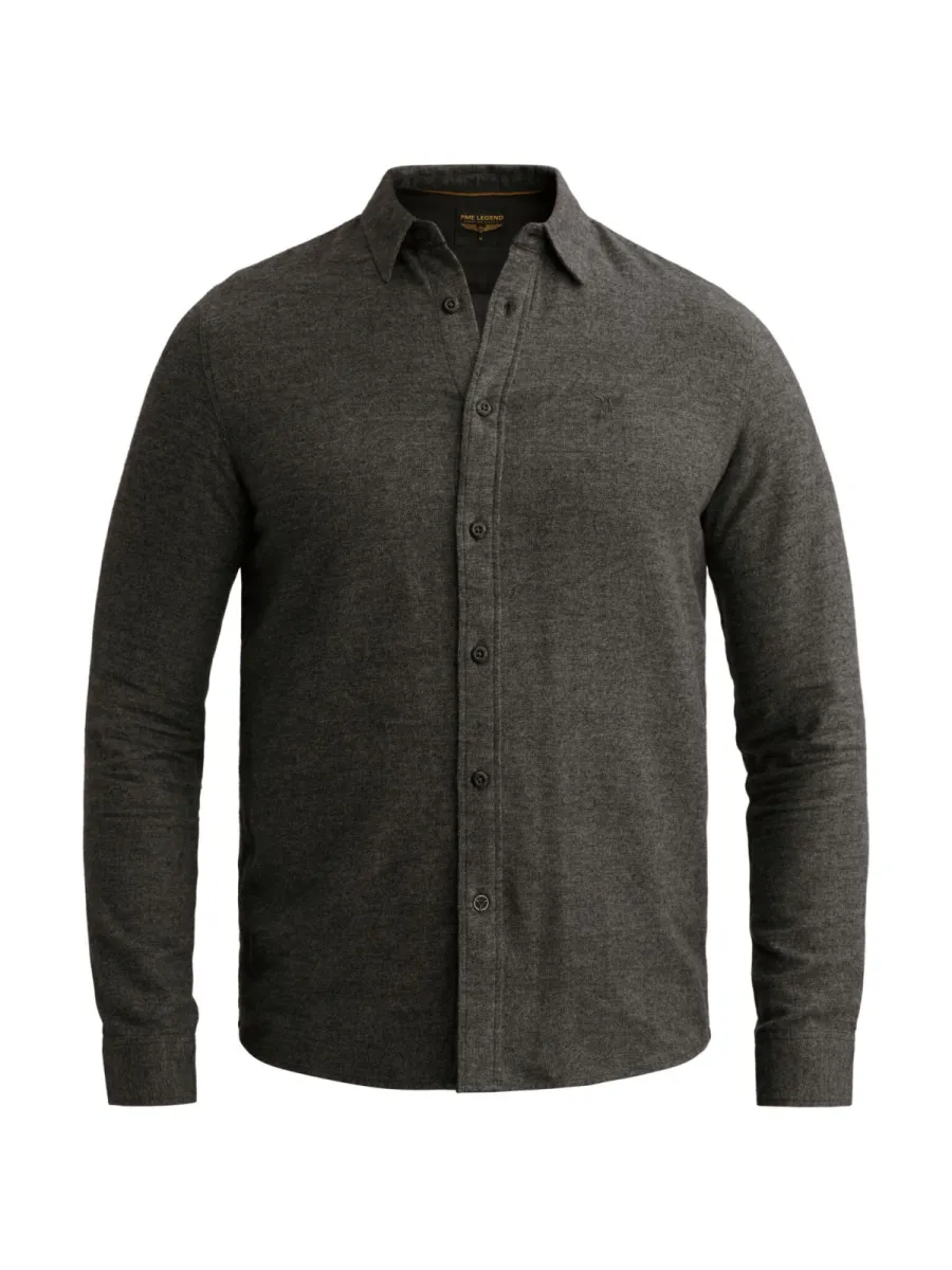 PME LEGEND-Long sleeve shirt Yarn dye-PSI2610203-9067 Jet black-ZWART