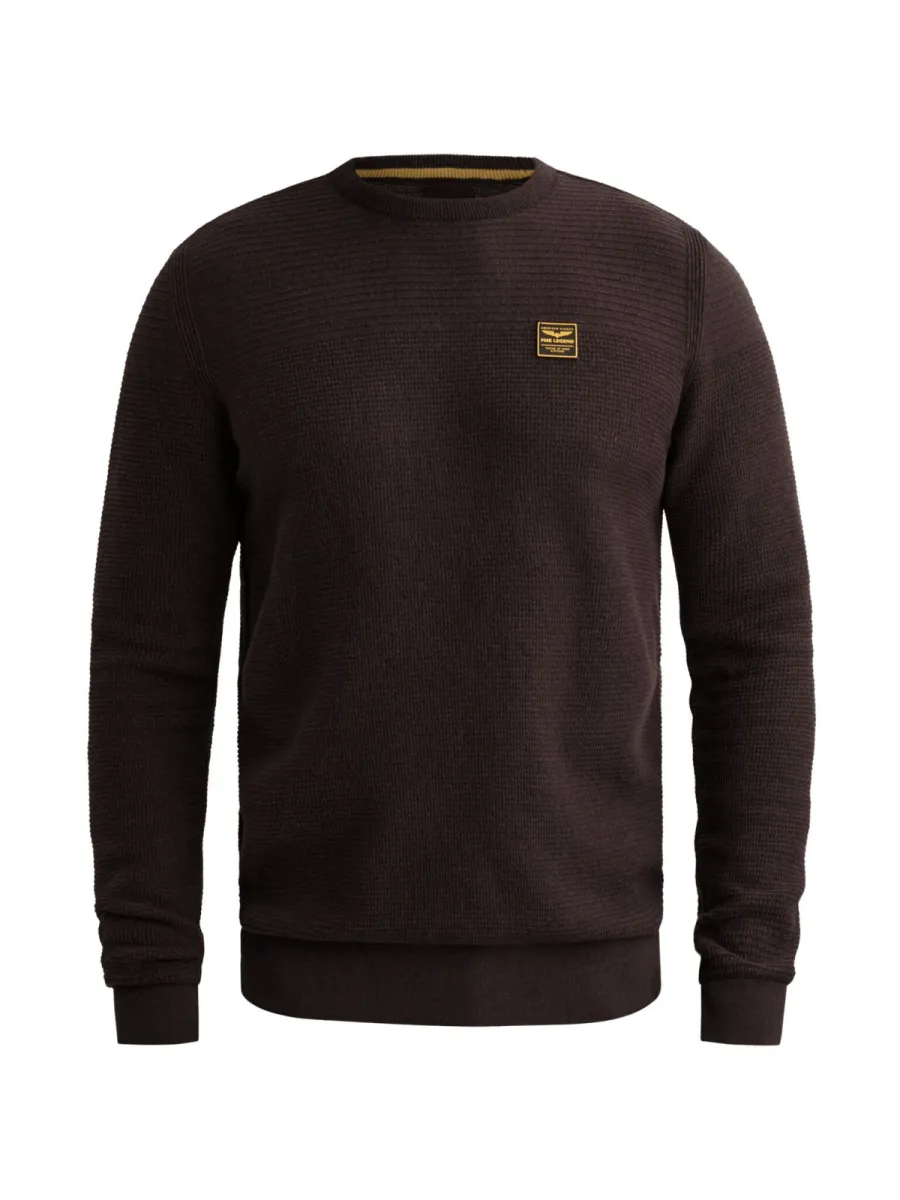 PME LEGEND-R-neck cotton mouline-PKW2610300-4357 Aubergine-AUBERGINE