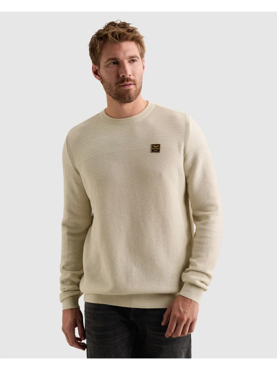 PME LEGEND-R-neck cotton mouline-PKW2610300-7013 Bone white-BEIGE