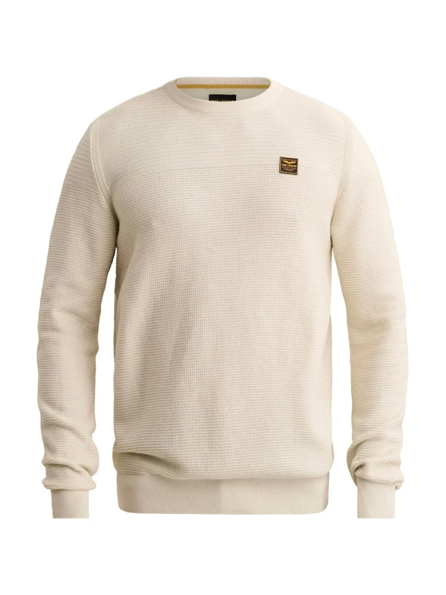 PME LEGEND-R-neck cotton mouline-PKW2610300-7013 Bone white-BEIGE
