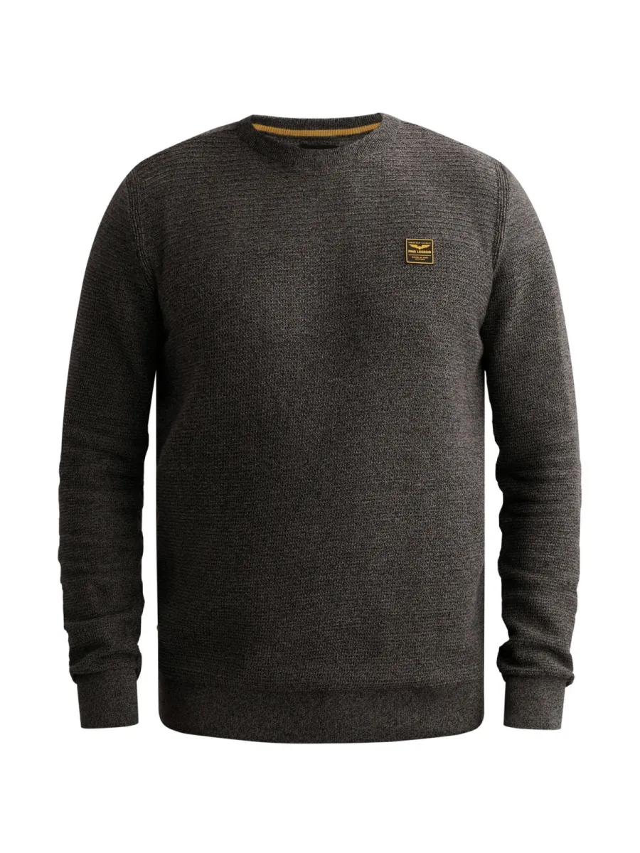 PME LEGEND-R-neck cotton mouline-PKW2610300-9067 Jet black-ZWART