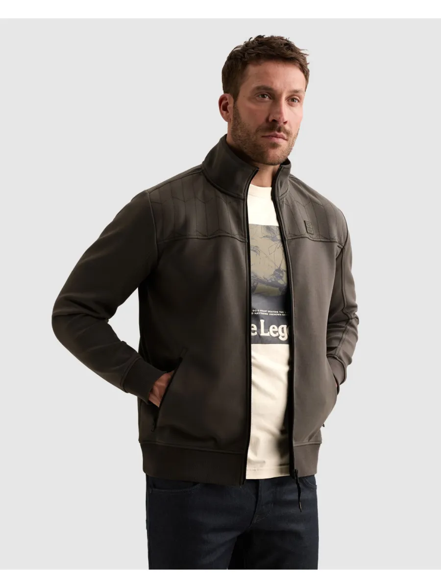 PME LEGEND-Zip jacket interlock sweat-PSW2609437-8039 Beluga-GROEN