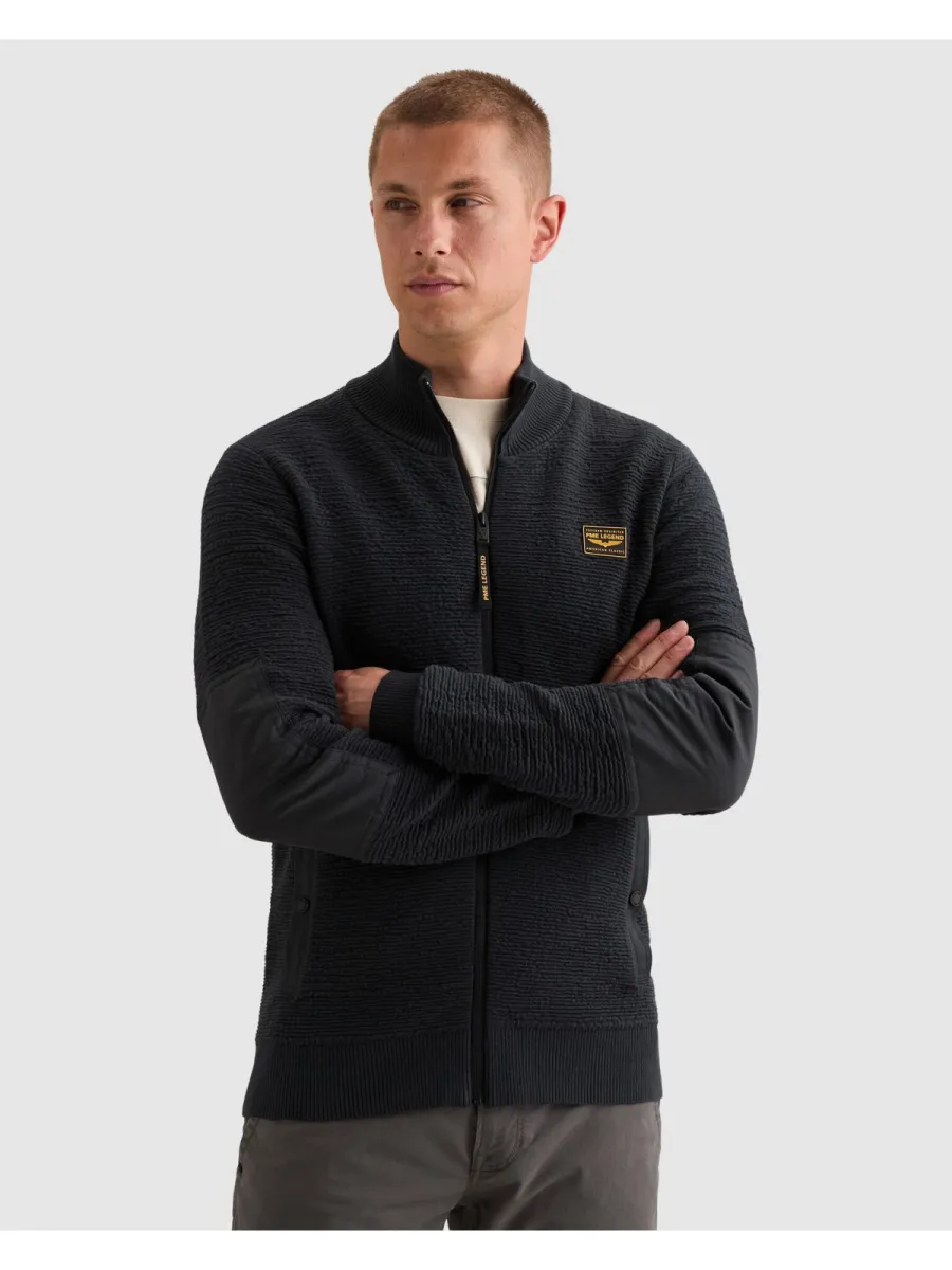 PME LEGEND-Zip jacket texture yarn-PKC2610322-5281 Salute-BLUE