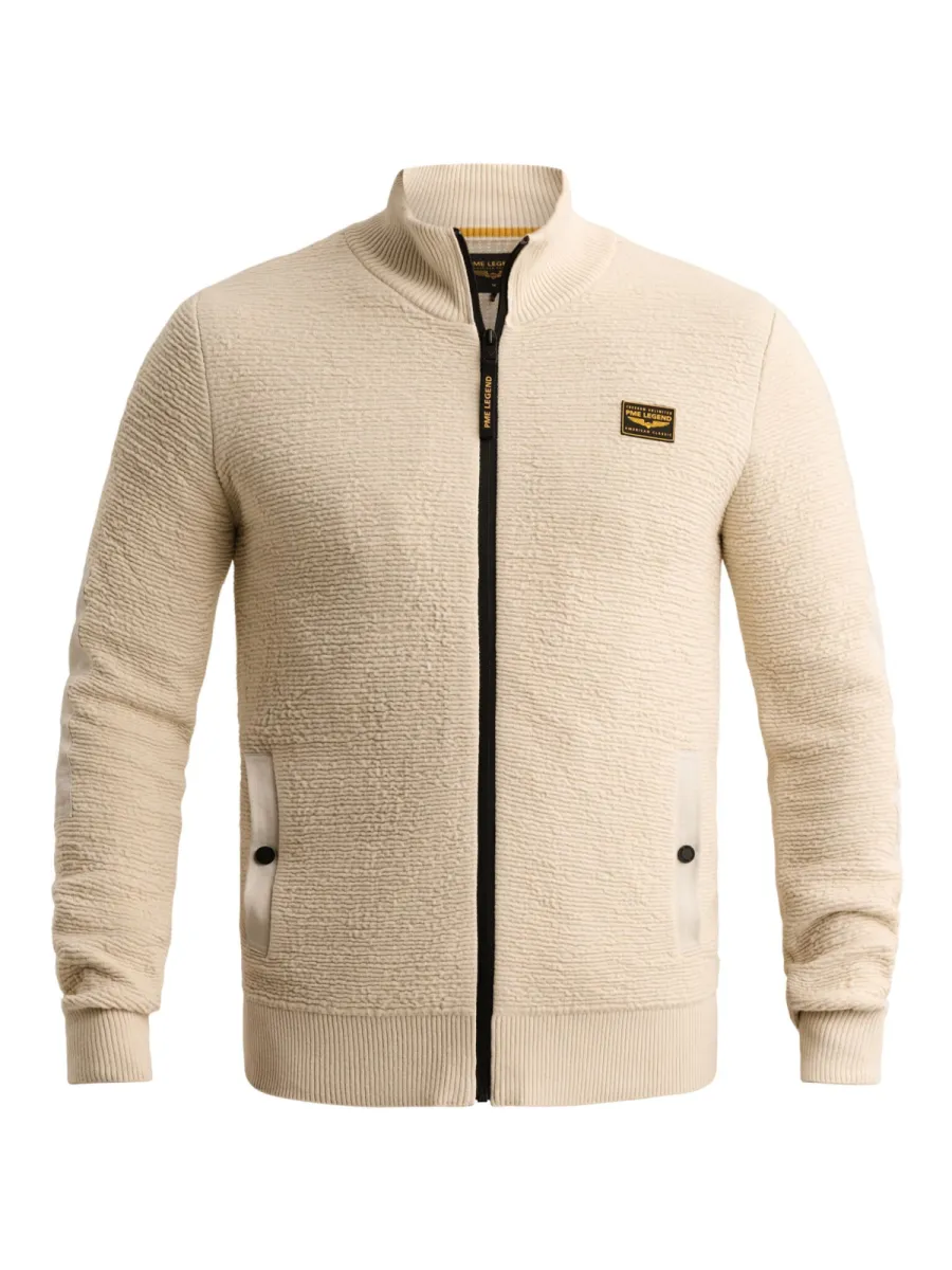 PME LEGEND-Zip jacket texture yarn-PKC2610322-7013 Bone white-BEIGE