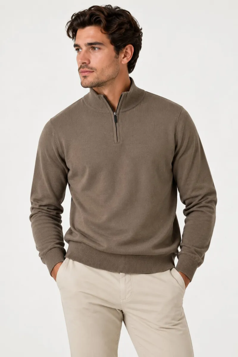 Refusion-Half zip-R1002-Taupe 26-TAUPE