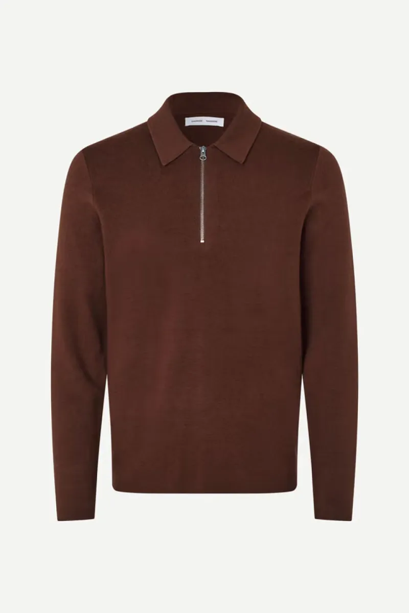 Samsoe Samsoe-Guna half zip 10490-M22400055-191317TCX Bitter chocolate-CHOCOLADE