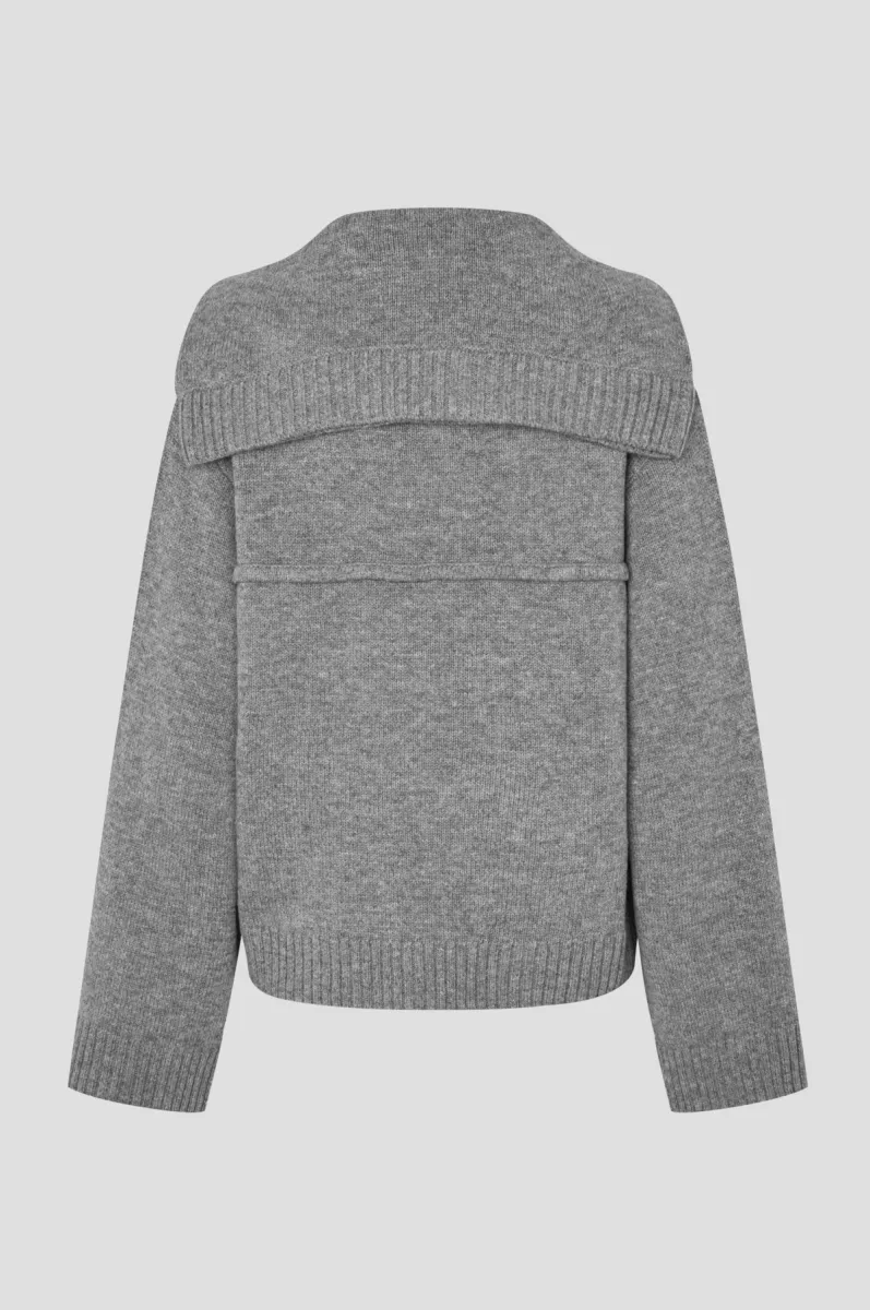 second-female-61184-alpha-knit-collar-cardigan-7045-mid-grey-melange-grijs-melee-5 Second Female-61184-Alpha Knit Collar Cardigan-7045 Mid Grey Melange-GRIJS MELEE