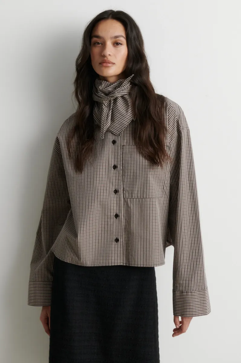 Second Female-61287-Redford Tie Shirt-6004 Chinchilla-BRUIN COMBINATIES