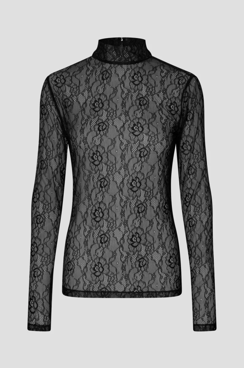 Second Female-61313-Luria LS Lace Tee-8001 Black-BLACK